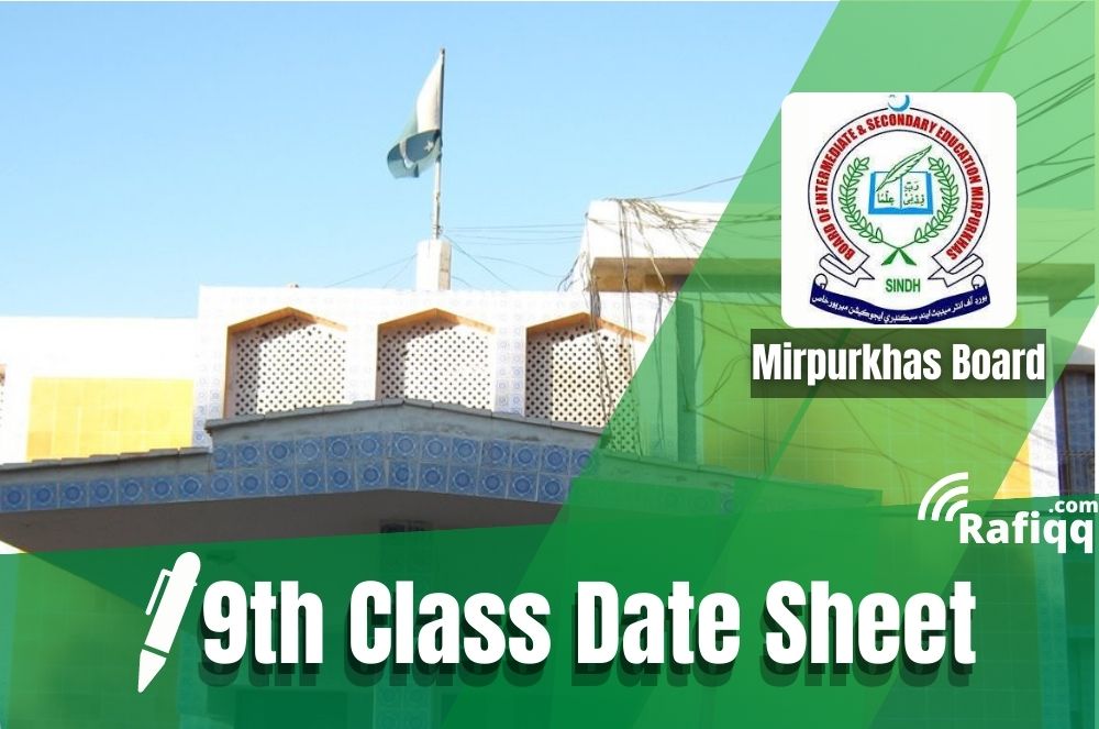 BISE Mirpurkhas Board 9th Class Date Sheet 2023