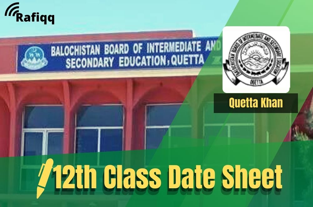 BISE Quetta Board 12th Class 2nd Year Date Sheet 2023