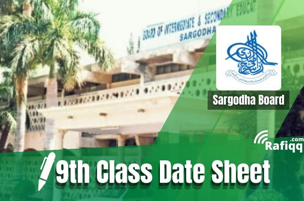 BISE Sargodha Board 9th Class Date Sheet 2023